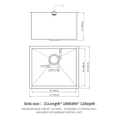 Lordear 21 Laundry Sink 21"/ 23" x 18" x 12"  Undermount Utility Sink Single Bowl Sink 16 Gauge Stainless Steel Sink Deep Laundry Room Sink  from Lordear