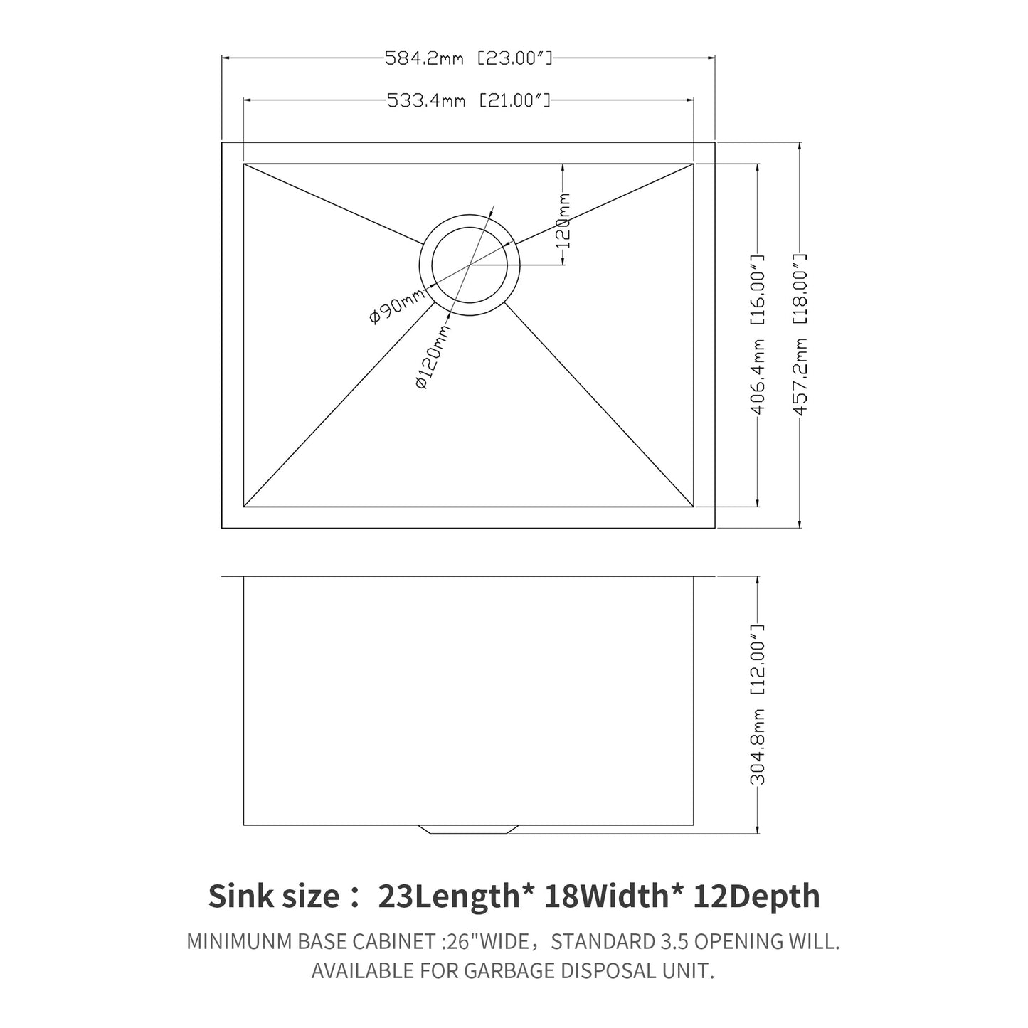 Lordear 21 Laundry Sink 21"/ 23" x 18" x 12"  Undermount Utility Sink Single Bowl Sink 16 Gauge Stainless Steel Sink Deep Laundry Room Sink  from Lordear