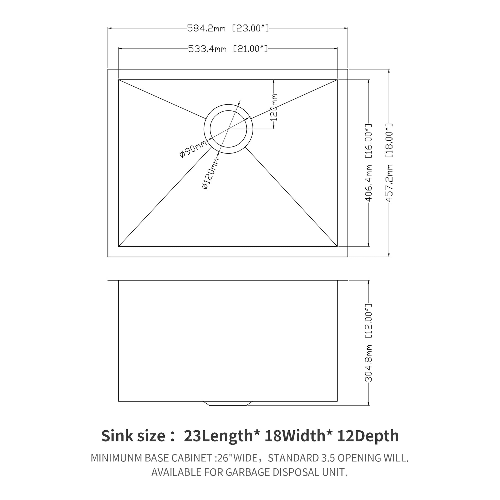 Lordear 21 Laundry Sink 21"/ 23" x 18" x 12"  Undermount Utility Sink Single Bowl Sink 16 Gauge Stainless Steel Sink Deep Laundry Room Sink  from Lordear