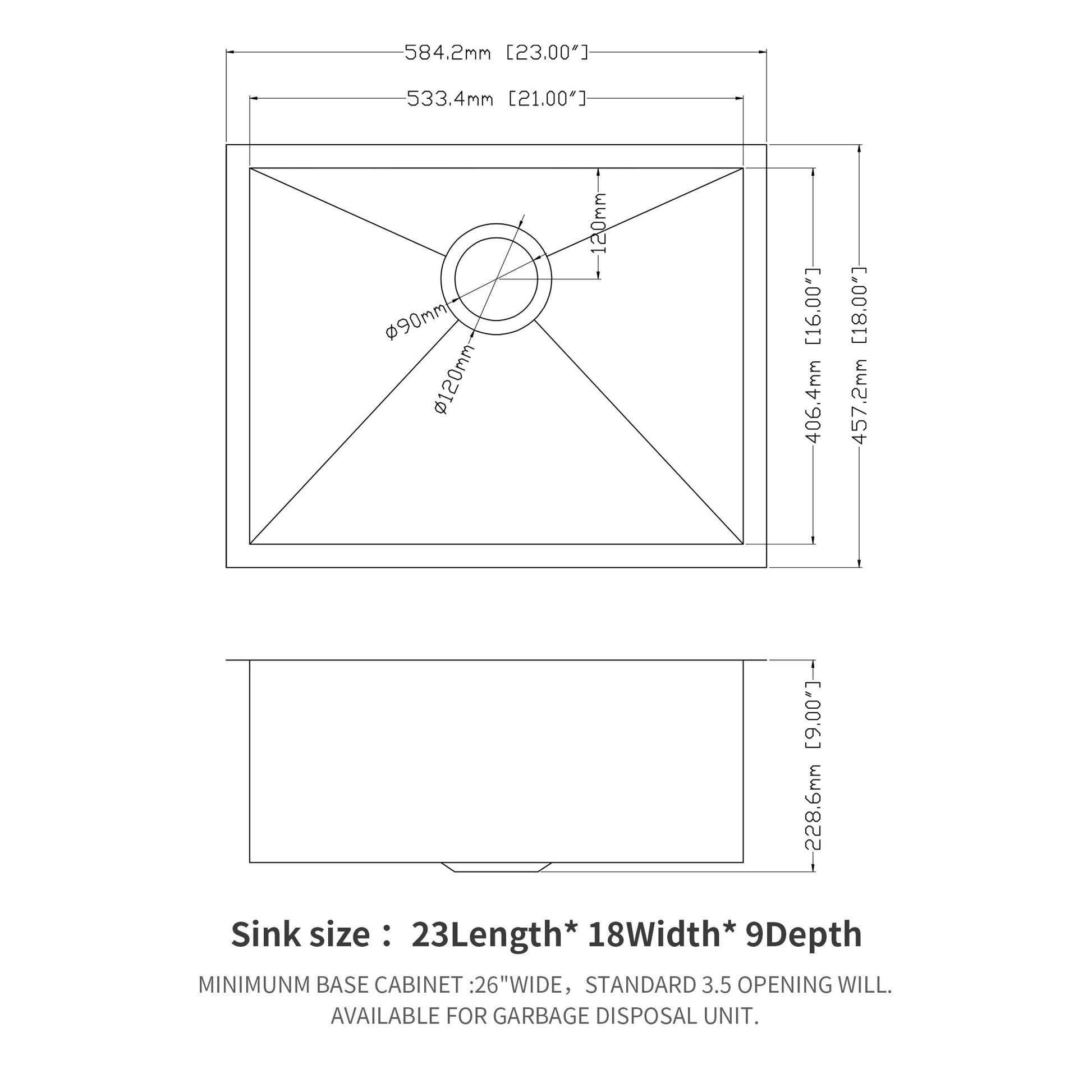 23in x 18in Kitchen Sink Undermount Stainless Steel Bar Sink with Additional Accessories | Lordear