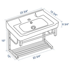 Lordear 23.75'' x 15.75'' White Ceramic Wall Mounted Bathroom Sink with Towel Rack