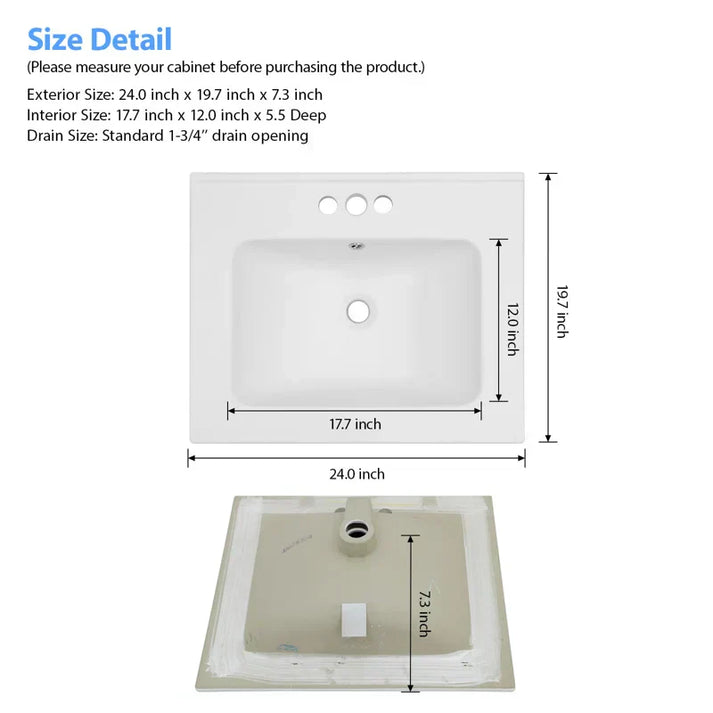 16in L x 12in W Wall Mounted Bathroom Sink with Towel Rack White Ceramic Bathroom Sink Wall Hung Sink from Lordear
