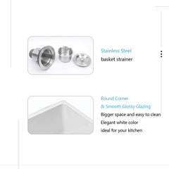 Lordear 24'' Ceramic White Apron Front Single Bowl Fireclay Farmhouse Sink