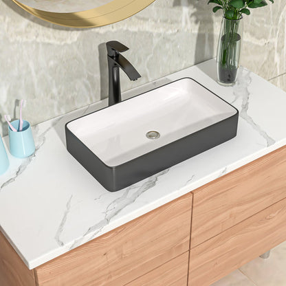 24in L x 14in W Vessel Rectangle Bathroom Sink Modern Above Counter Bathroom Sink Ceramic Art Basin  from Lordear