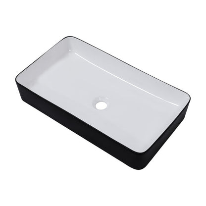 24in L x 14in W Vessel Rectangle Bathroom Sink Modern Above Counter Bathroom Sink Ceramic Art Basin  from Lordear