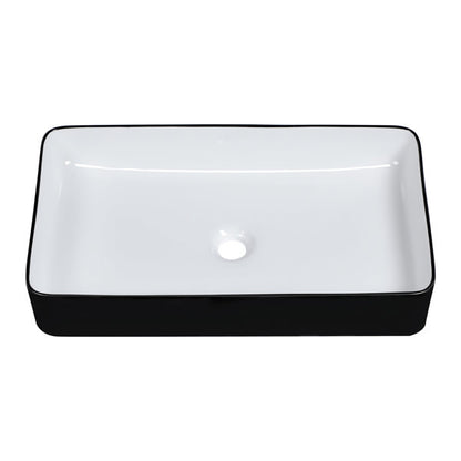 24in L x 14in W Vessel Rectangle Bathroom Sink Modern Above Counter Bathroom Sink Ceramic Art Basin | Lordear