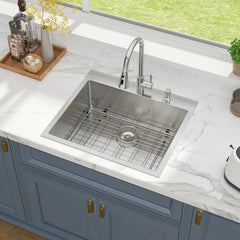 Lordear 25'' Drop-In Kitchen Sink Single Bowl With Accessories