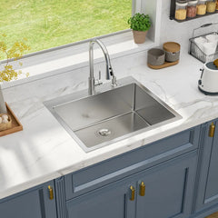 Lordear 25'' Drop-In Kitchen Sink Single Bowl With Accessories