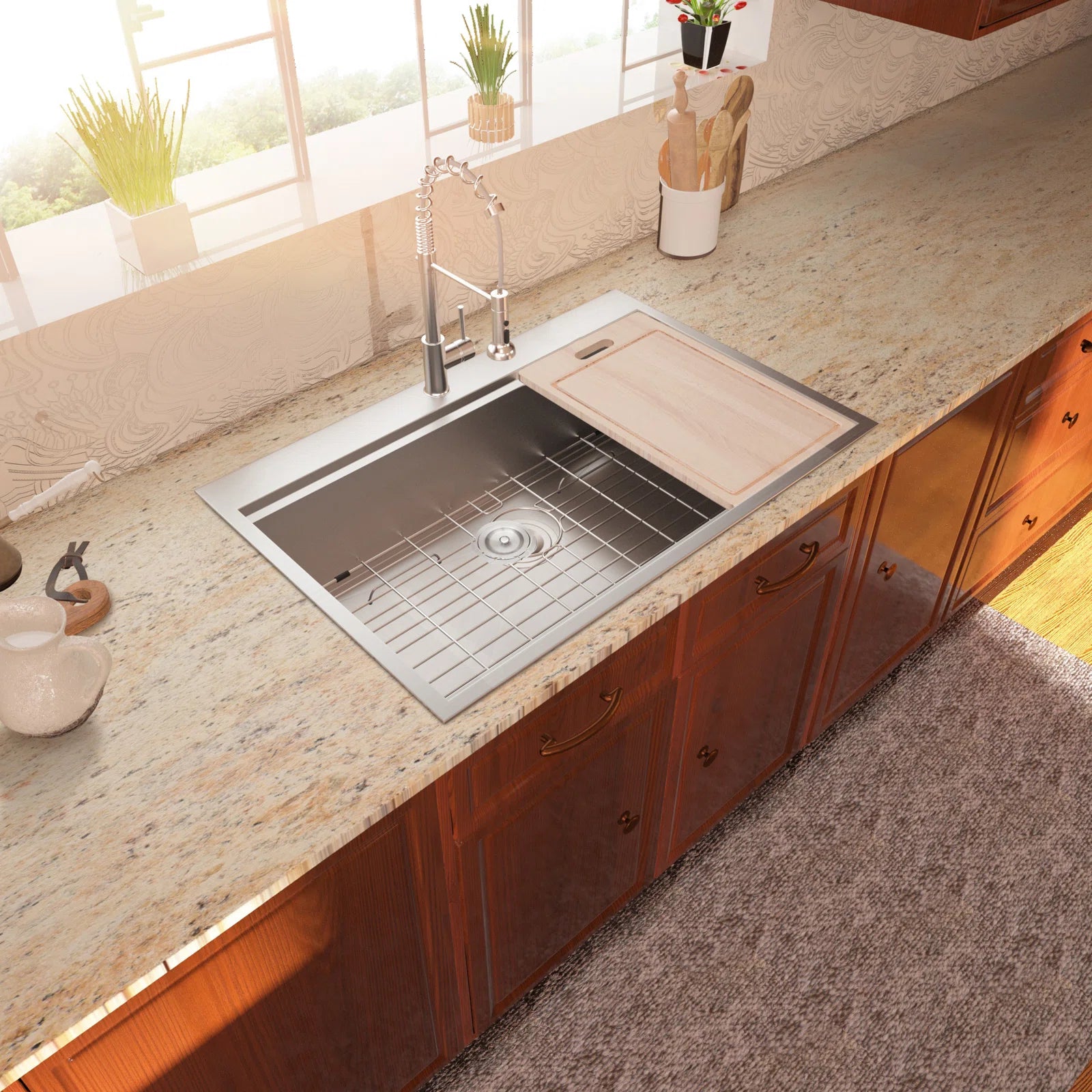 Lordear 25'' x 22'' Stainless Steel Drop-in Workstation Kitchen Sink