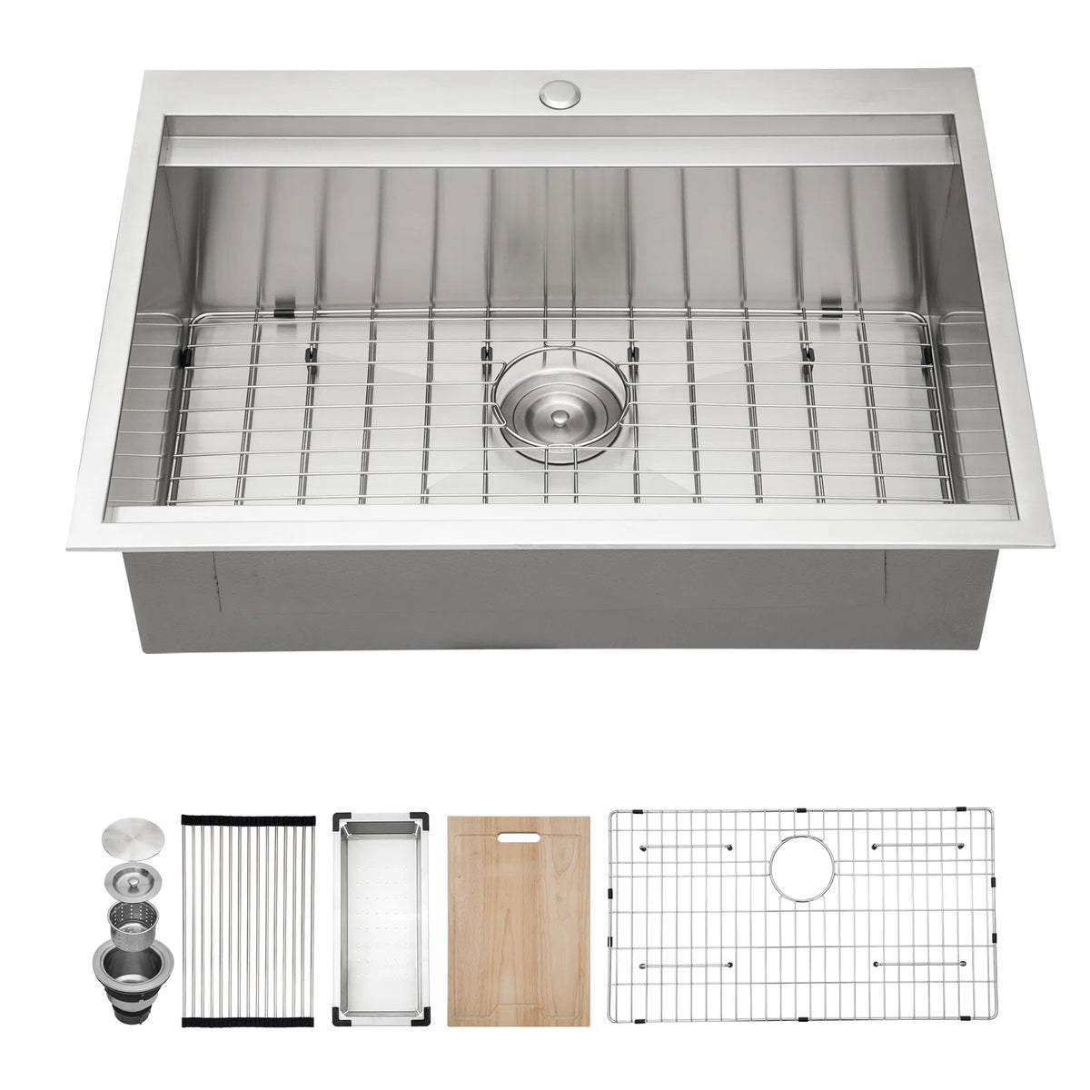 Lordear 25'' x 22'' Stainless Steel Drop-in Workstation Kitchen Sink