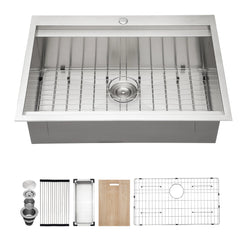 Lordear 25'' x 22'' Stainless Steel Drop-in Workstation Kitchen Sink