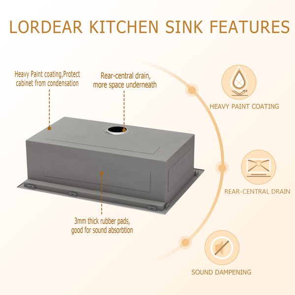 25in L x 22in W Drop-in Workstation Kitchen Sink 16 Gauge Stainless Steel Kitchen Sink Topmount Sink  from Lordear