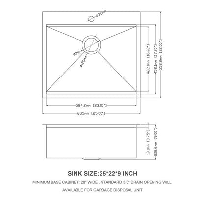 25in L x 22in W Drop-in Workstation Kitchen Sink 16 Gauge Stainless Steel Kitchen Sink Topmount Sink  from Lordear