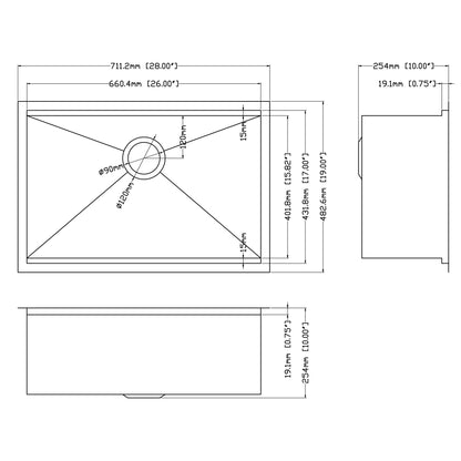 Lordear 28/33 inch Undermount Kitchen Sink Workstation Sink 16 Gauge Stainless Steel Kitchen Sink Single Bowl Sink  from Lordear