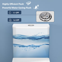 Lordear Water Efficiency White Ceramic One Piece Toilet with Comfort Wider Chair Seat