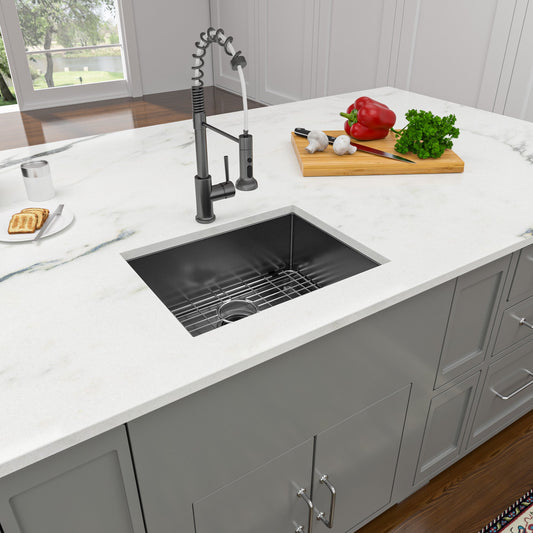 Lordear 23" x 18" Stainless Steel Undermount Gunmetal Black Single Bowl Bar Sink  from Lordear