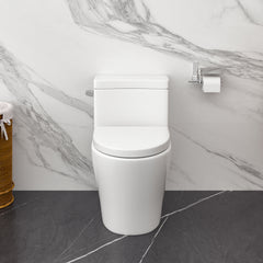 Lordear Single Flush White Ceramic Elongated One Piece Toilet with Comfort Soft Seat