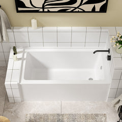Lordear 60'' x 32'' Acrylic Freestanding Rectangular Apron Front Soaking Bathtub