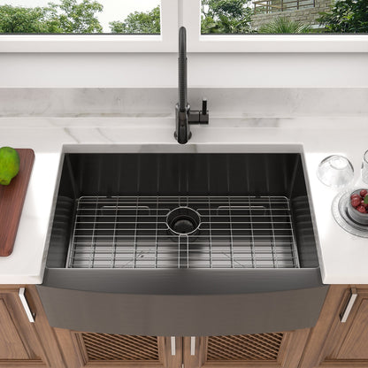 36 Inch Farmhouse Kitchen Sink Single Bowl Sink Gunmetal Black Sink 16 Gauge Stainless Steel Kitchen Sink  from Lordear