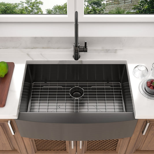 Lordear Stainless Steel Gunmetal Black Single Bowl Farmhouse Kitchen Sink  from Lordear