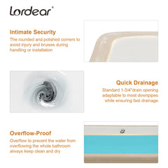 Lordear White Ceramic Rectangle Undermount Bathroom Vanity Sink with Overflow