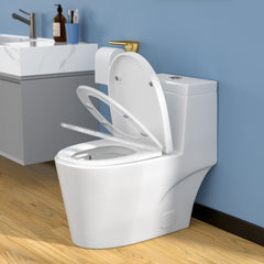 Lordear White Ceramic One Piece Floor Bidet Toilet with Comfort Wider Chair Seat