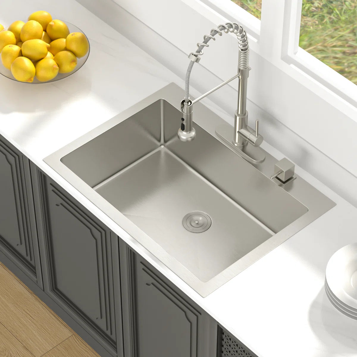 Lordear Stainless Steel Drop-In Single Bowl Kitchen Sink