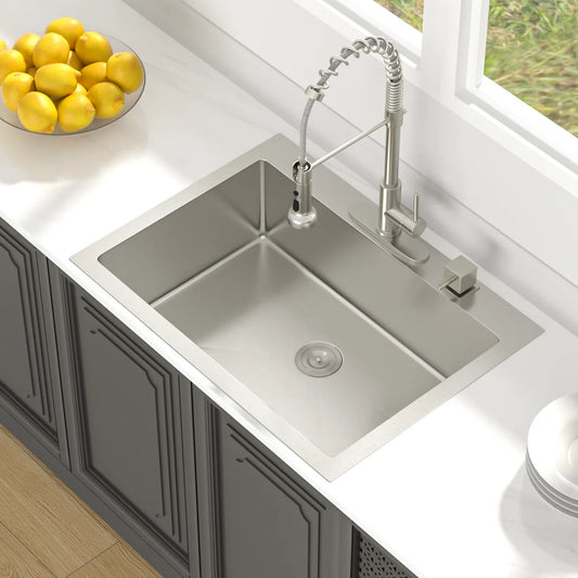 Lordear Stainless Steel Drop-In Single Bowl Kitchen Sink