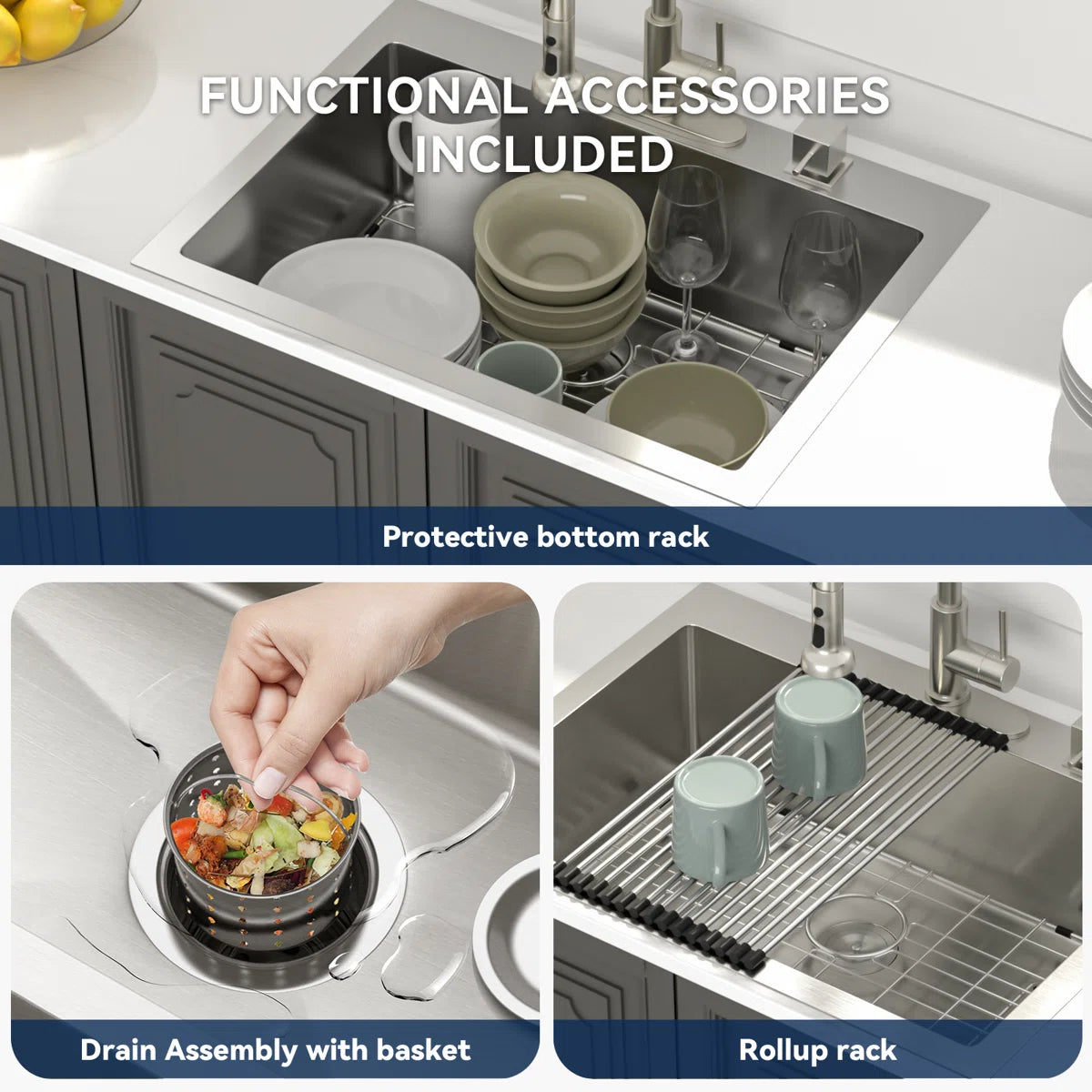 Lordear Stainless Steel Drop-In Single Bowl Kitchen Sink