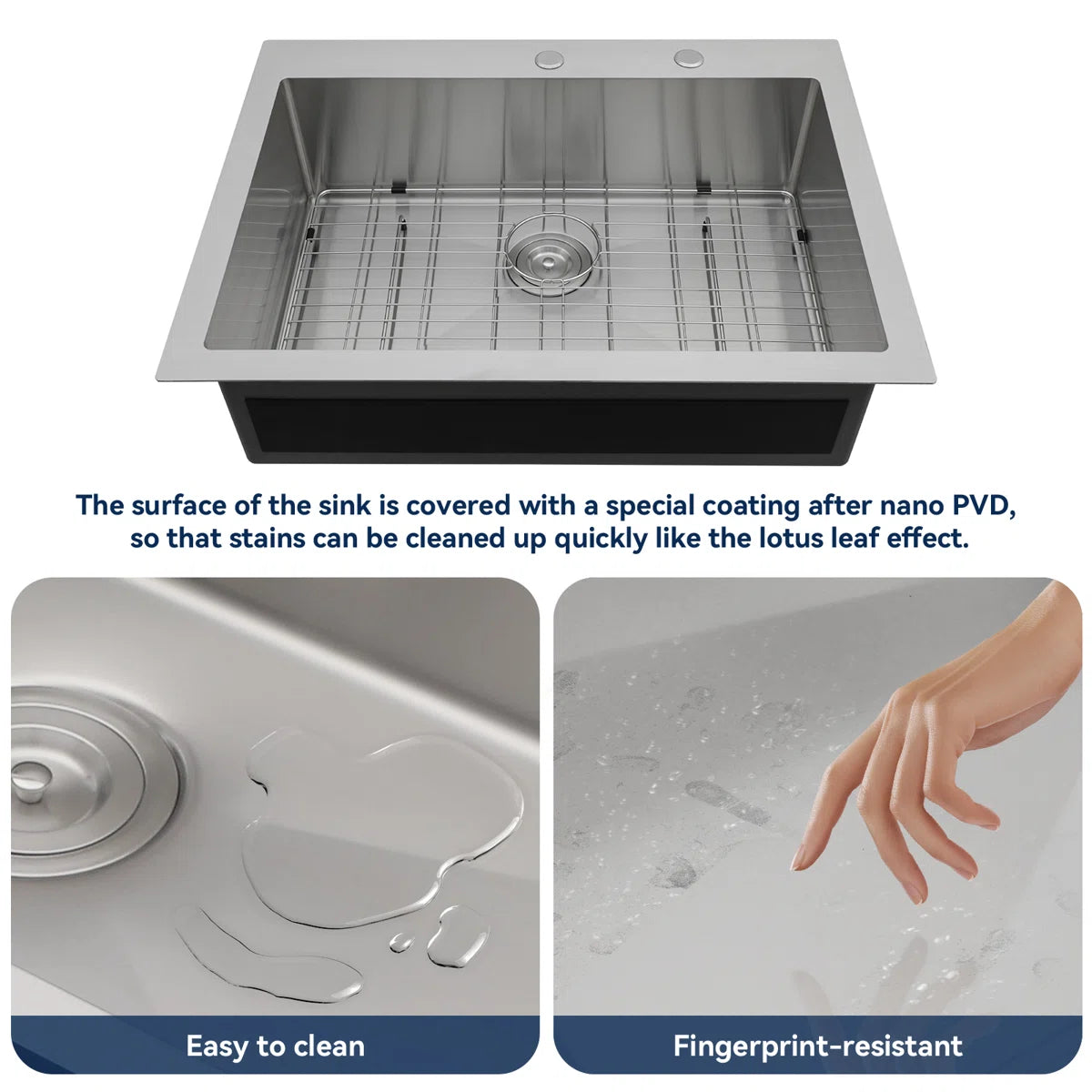 Lordear Stainless Steel Drop-In Single Bowl Kitchen Sink