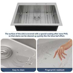Lordear Stainless Steel Drop-In Single Bowl Kitchen Sink