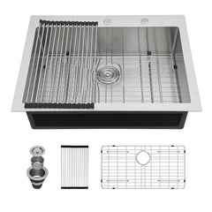 Lordear Stainless Steel Drop-In Single Bowl Kitchen Sink
