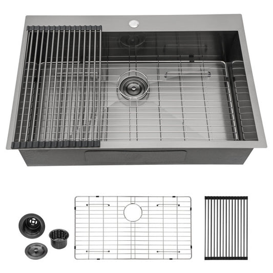 Lordear 30'' x 22'' Stainless Steel Black Single Bowl Drop-in Kitchen Sink  from Lordear 600