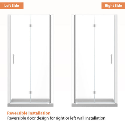 32 in.W x 72 in.H Bifold Frameless Clear Glass Shower Door 1/4 in. Fold Glass Polished Chrome Shower Door  from Lordear