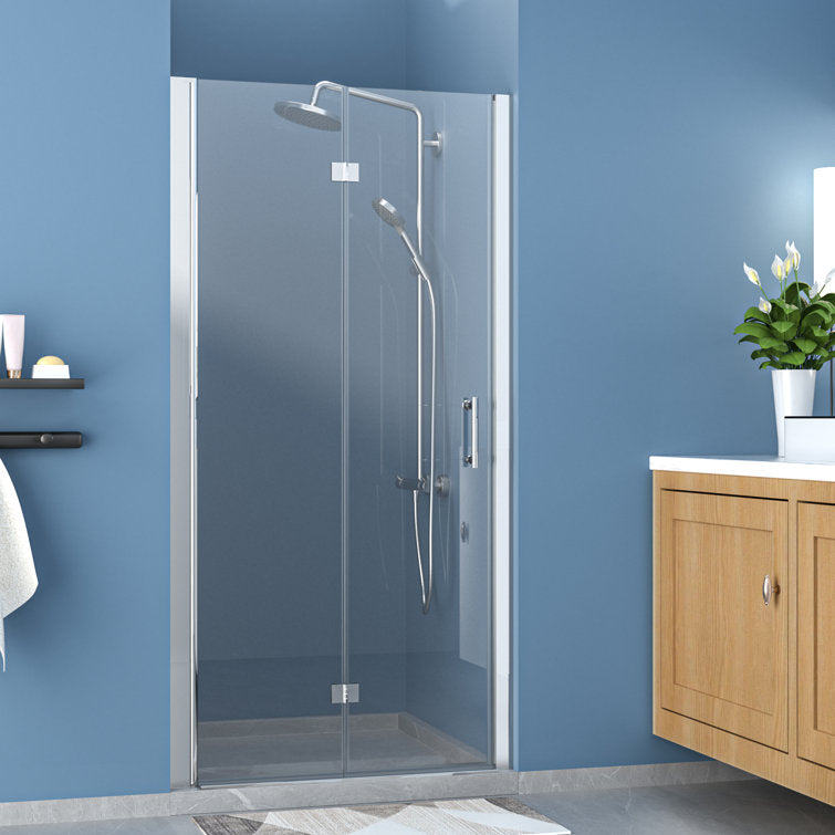 32 in.W x 72 in.H Bifold Frameless Clear Glass Shower Door 1/4 in. Fold Glass Polished Chrome Shower Door  from Lordear