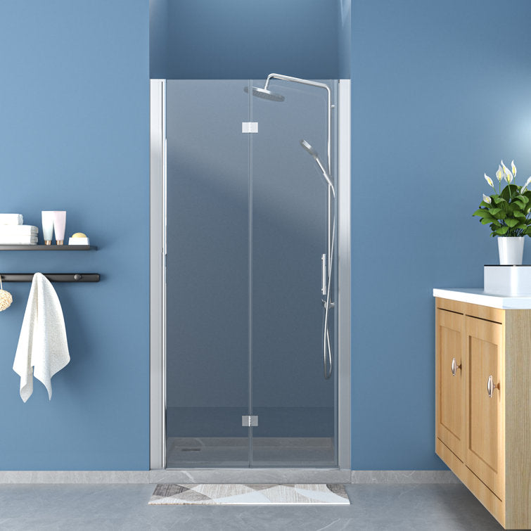 32 in.W x 72 in.H Bifold Frameless Clear Glass Shower Door 1/4 in. Fold Glass Polished Chrome Shower Door  from Lordear