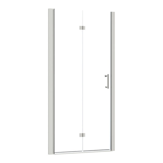 32 in.W x 72 in.H Bifold Frameless Clear Glass Shower Door 1/4 in. Fold Glass Brushed Nickel Shower Door  from Lordear