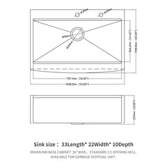 Lordear 33" Stainless Steel Topmount Single Bowl Farmhouse Workstation Kitchen Sink  from Lordear