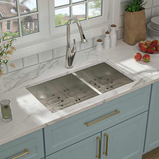 Lordear 33'' Double Bowl 6/4 Undermount Stainless Steel Kitchen Sink