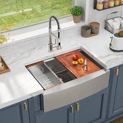 Lordear 33'' Farmhouse Kitchen Sink Single Bowl With Accessories