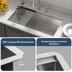 Lordear 33" Undermount Kitchen Sink Single Bowl With Accessories
