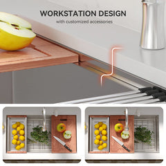 Lordear 33" Undermount Kitchen Sink Single Bowl With Accessories