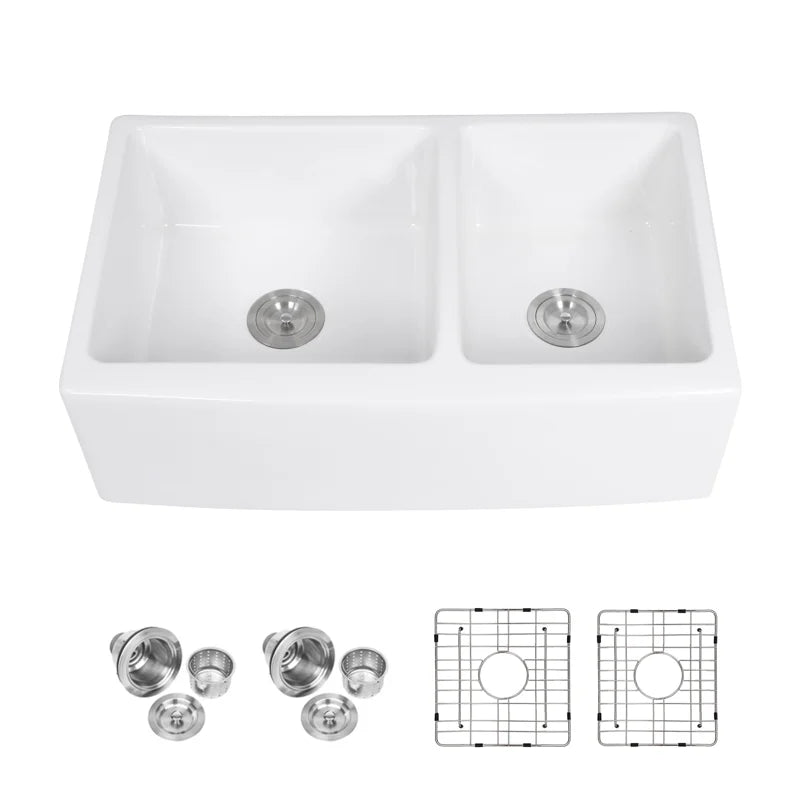 Lordear 33'' Farmhouse Kitchen Sink Double Bowl 60/40