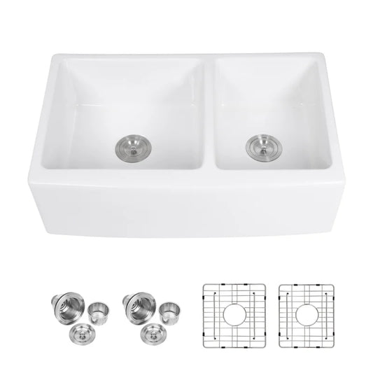 Lordear 33'' Farmhouse Kitchen Sink Double Bowl 60/40
