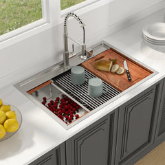 Lordear 33'' x 22'' Stainless Steel Drop-in Single Bowl Workstation Kitchen Sink