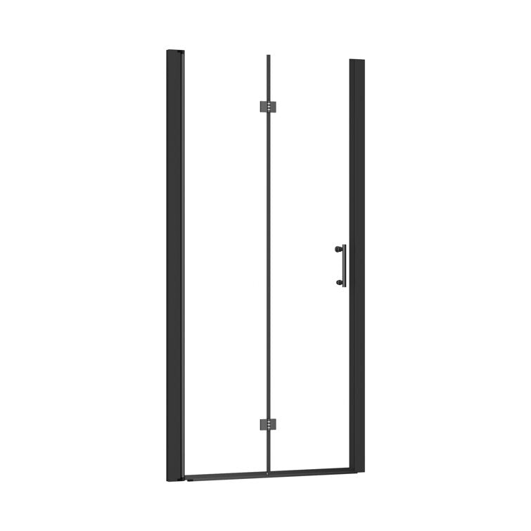 34 in.W x 72 in.H Bifold Frameless Glass Shower Door 1/4 in. Fold Clear Glass Shower Door –  Matte Black Finish  from Lordear