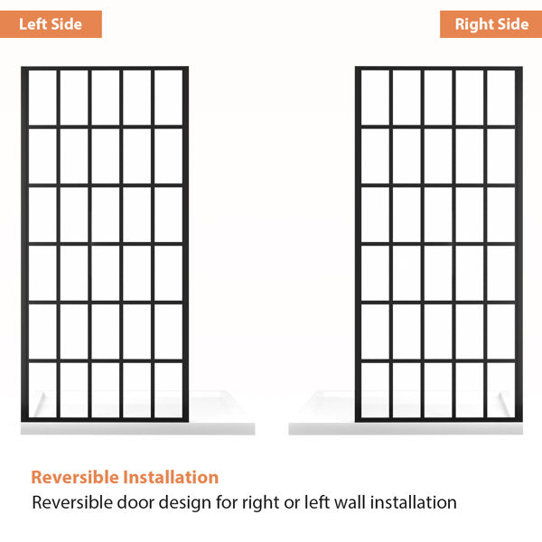 34in - 34 4/5in W x 72in H Frameless Fixed Glass Panel Shower Door Matte Black Bathroom Glass Door  from Lordear