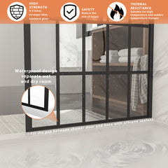 Lordear Tempered Glass Matte Black Grid Single Panel Frameless Fixed Shower Door  from Lordear