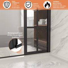 Lordear Tempered Glass Frameless Matte Black Checkered Shower Door  from Lordear