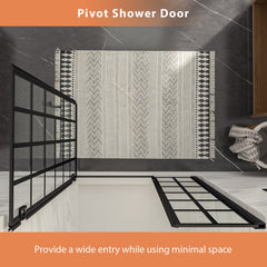Lordear Tempered Glass Frameless Matte Black Checkered Shower Door  from Lordear